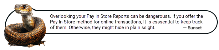 sunset - pay in store reports